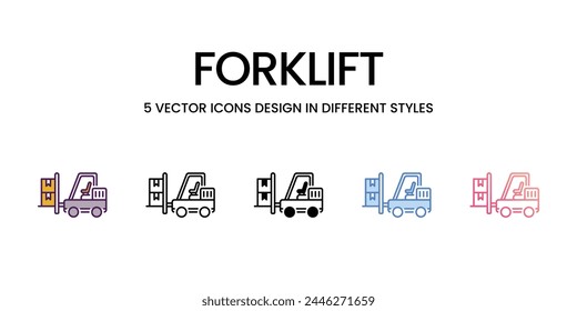 Forklift icons set in different style vector stock illustration