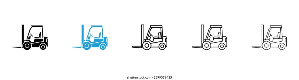 Forklift icons vector illustrations in black and blue colors for web and ui designs