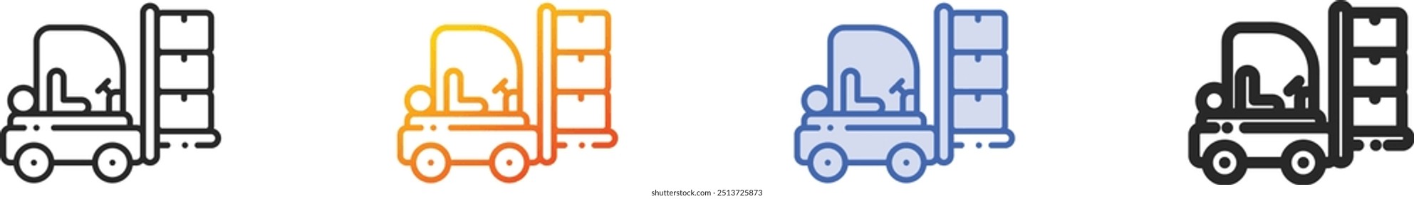 forklift icon.Thin Linear, Gradient, Blue Stroke and bold Style Design Isolated On White Background