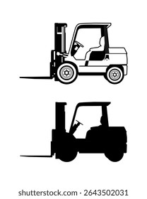 forklift illustration vector black and white silhouette illustration