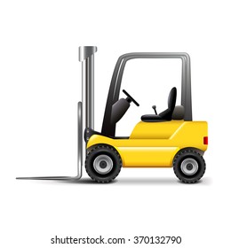 Forklift isolated on white photo-realistic vector illustration