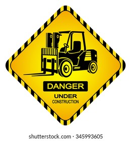 Forklift  isolated. Vector icon. Heavy construction equipment. Sketch in black lines