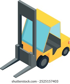 Forklift isometric icon. Warehouse cargo vehicle symbol
