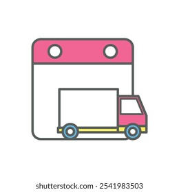 Ein Gabelstapler, der eine Palette anhebt, die schwere Hebe- oder Ladevorgänge darstellt. Logistisches Symbol einzeln auf weißem Hintergrund.