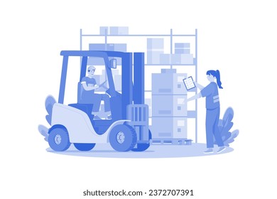 Forklift Lifting Weight Illustration concept on white background