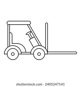 Forklift line art. Vector illustration with logistic theme and line art vector style. Editable vector element.