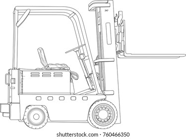 Forklift Line Drawing	