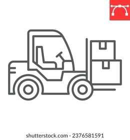 Forklift line icon, logistic and transportation, forklift vector icon, vector graphics, editable stroke outline sign, eps 10.