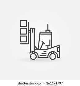 Forklift line icon - vector minimal forklift sign or outline shipping symbol