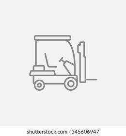 Forklift line icon for web, mobile and infographics. Vector dark grey icon isolated on light grey background.