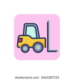 Forklift line icon. Weight, cargo, vehicle outline sign. Warehouse and storage concept. Vector illustration, symbol element for web design and apps