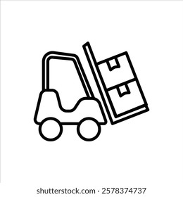 Forklift Line Icons Design Elements Illustration