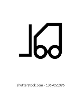 Gabelstapler, lineares Symbol einzeln auf weißem Hintergrund. Vektorgrafik