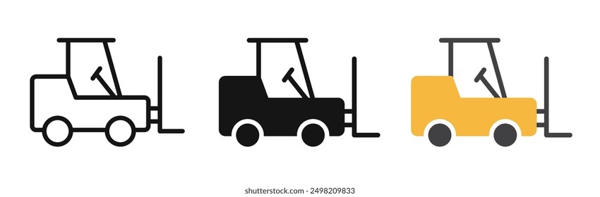 forklift loader iconicon vector collection in outlined and solid style