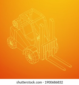 Forklift Loader lift truck. Wireframe low poly mesh vector illustration.