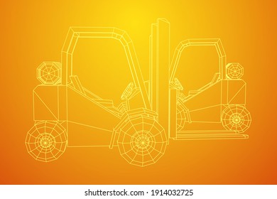 Forklift Loader lift truck. Wireframe low poly mesh vector illustration.