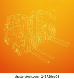 Forklift Loader lift truck. Wireframe low poly mesh vector illustration.