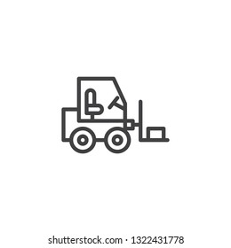 Forklift loader line icon. linear style sign for mobile concept and web design. Forklift truck outline vector icon. Construction machine symbol, logo illustration. Pixel perfect vector graphics