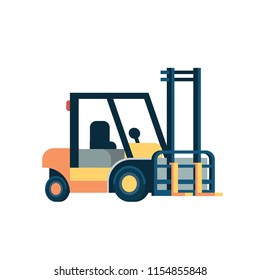 forklift loader pallet stacker truck equipment warehouse international delivery concept isolated flat vector illustration