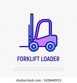 Forklift loader thin line icon. Equipment for transportation. Modern vector illustration.