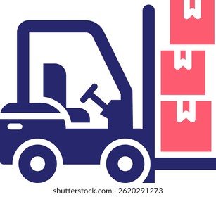Ilustración vectorial de relleno de icono de carga de carretilla elevadora
