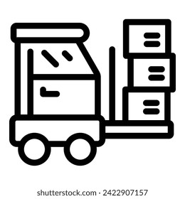 Forklift loading icon outline vector. Warehouse building barrel. Auto load