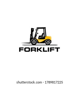 Forklift logo with color combination of black and yellow vector