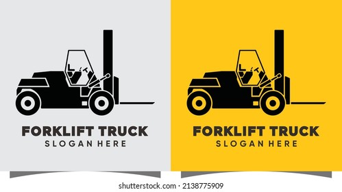 Logotipo del elevador de horquilla con un estilo moderno y creativo Vector Premium