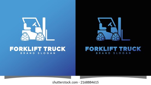 Forklift logo with creative modern syle Premium Vector