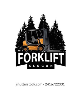 Forklift logo heavy vehicle vector design simple heavy equipment transportation illustration template