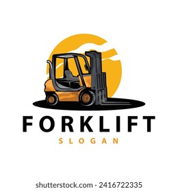 Forklift logo heavy vehicle vector design simple heavy equipment transportation illustration template