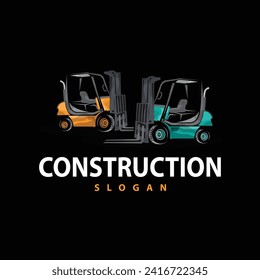 Forklift logo heavy vehicle vector design simple heavy equipment transportation illustration template