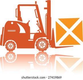 Forklift Machine Carrying Cube