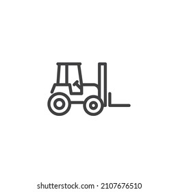 Forklift machine line icon. linear style sign for mobile concept and web design. Forklift truck outline vector icon. Symbol, logo illustration. Vector graphics