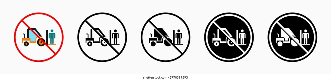 Forklift Misuse Icons: vector illustration of forklift misuse icons on a white background