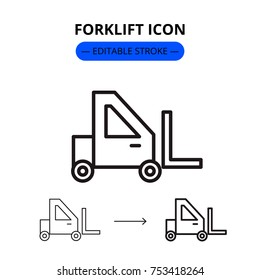 Forklift modern linear icon with editable stroke