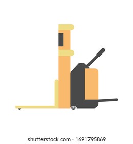 Gabelstapler auf isoliertem weißem Hintergrund. Einfache Ikone im flachen Stil. Stockillustration für Vektorillustrationen.
