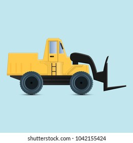 Forklift on a white background. Technics for cargo transportation.