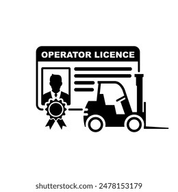 Forklift operator license card vector illustration. Industrial safety management for transport. Authorized driver for operating the vehicle.