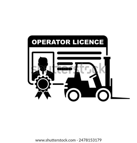 Forklift operator license card vector illustration. Industrial safety management for transport. Authorized driver for operating the vehicle.