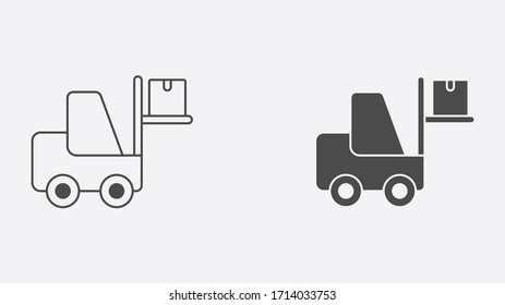 Forklift outline and filled vector icon sign symbol