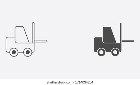 Symbol für Gabelstapler-Umriss und gefüllte Vektorillustration