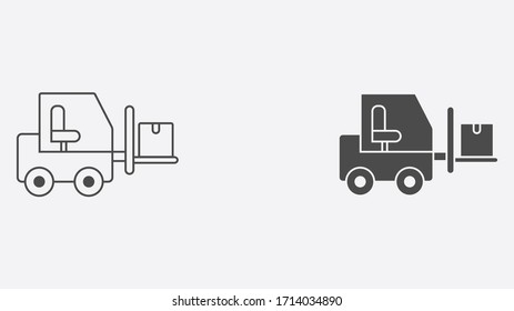 Forklift outline and filled vector icon sign symbol