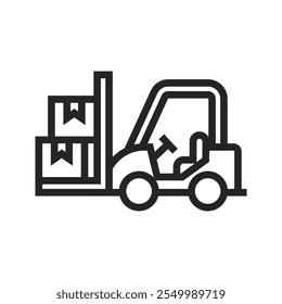 Vector de diseño de icono de contorno de carretilla elevadora