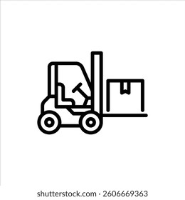 forklift outline icon. loading package black line illustration.