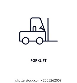 forklift outline icon.  Thin line icon from delivery and logistic collection. Editable vector isolated on white background