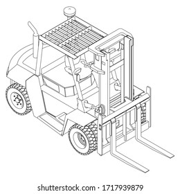 Forklift outline vector. Special machines for the building work.