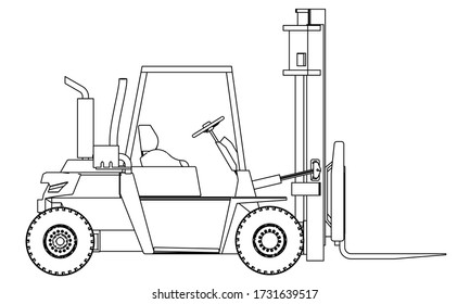 Forklift outline vector. Special machines for the building work.