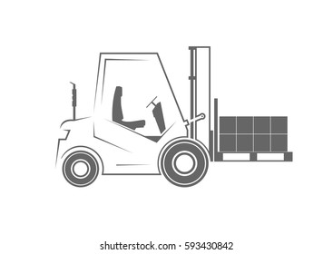 Forklift with a pallet. Vector illustration 