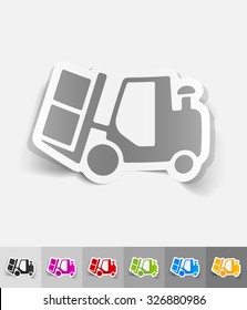 forklift  paper sticker with shadow. Vector illustration
